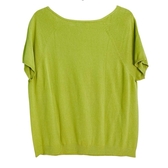 Talbots Fine Knit Square Neck Short Sleeve Sweater Pear Green (Size 1XP) - Picture 3 of 8